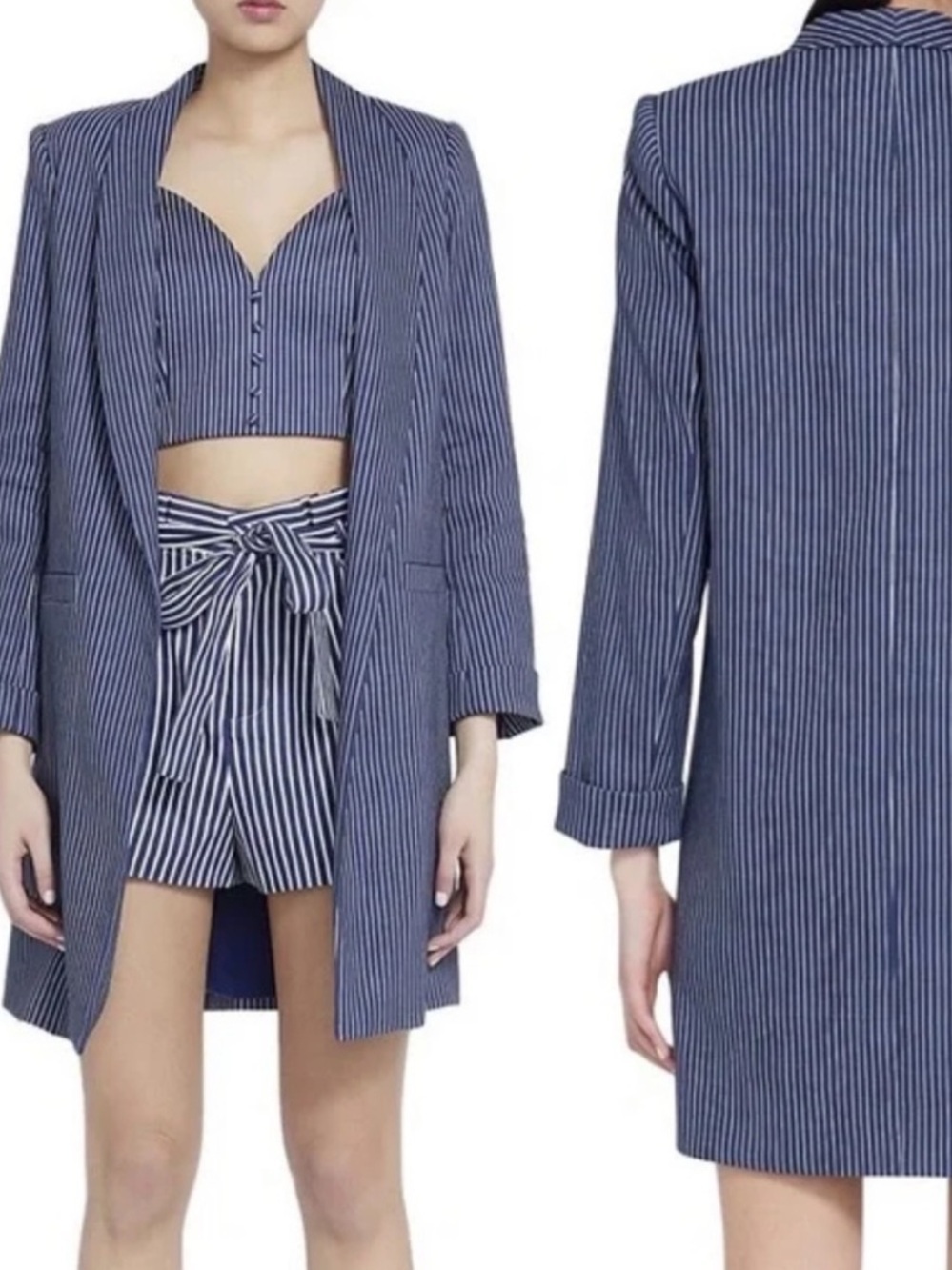 Alice + Olivia Kylie Shawl-Collar Striped Blazer In Love Me Stripe Oversized